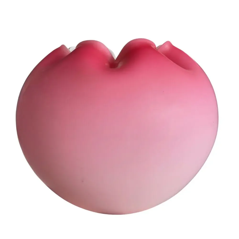 Vintage Victorian Pink Satin Glass Crimped Rose Bowl Ruffled Vase Ombre READ